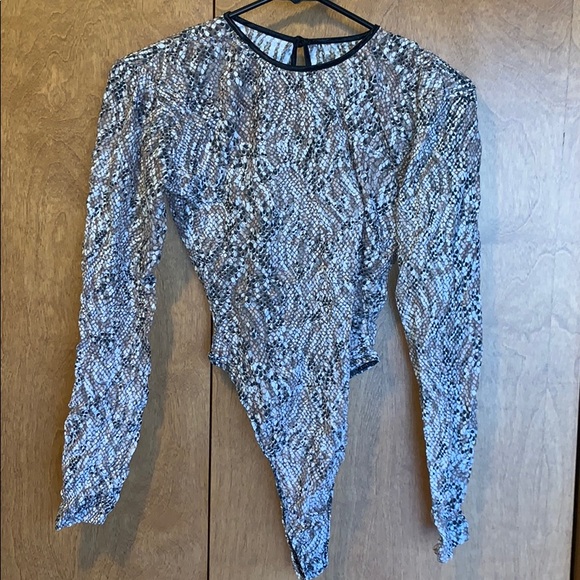 Other - EUC sheer snakeskin pattern thong bodysuit - L
